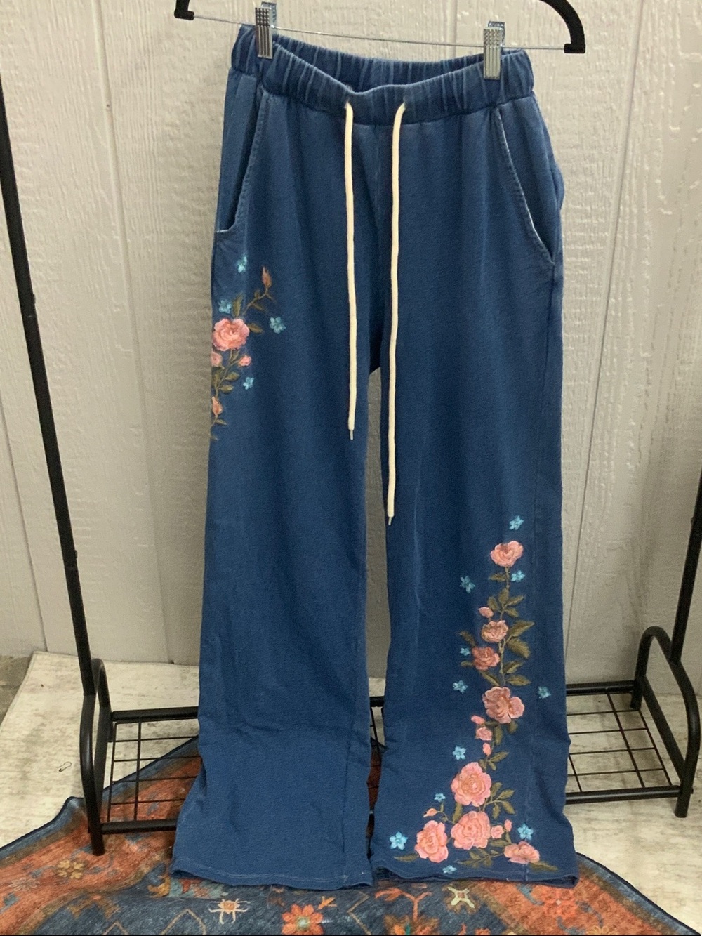 DRIFTWOOD Blue Embroidered Denim Top XS